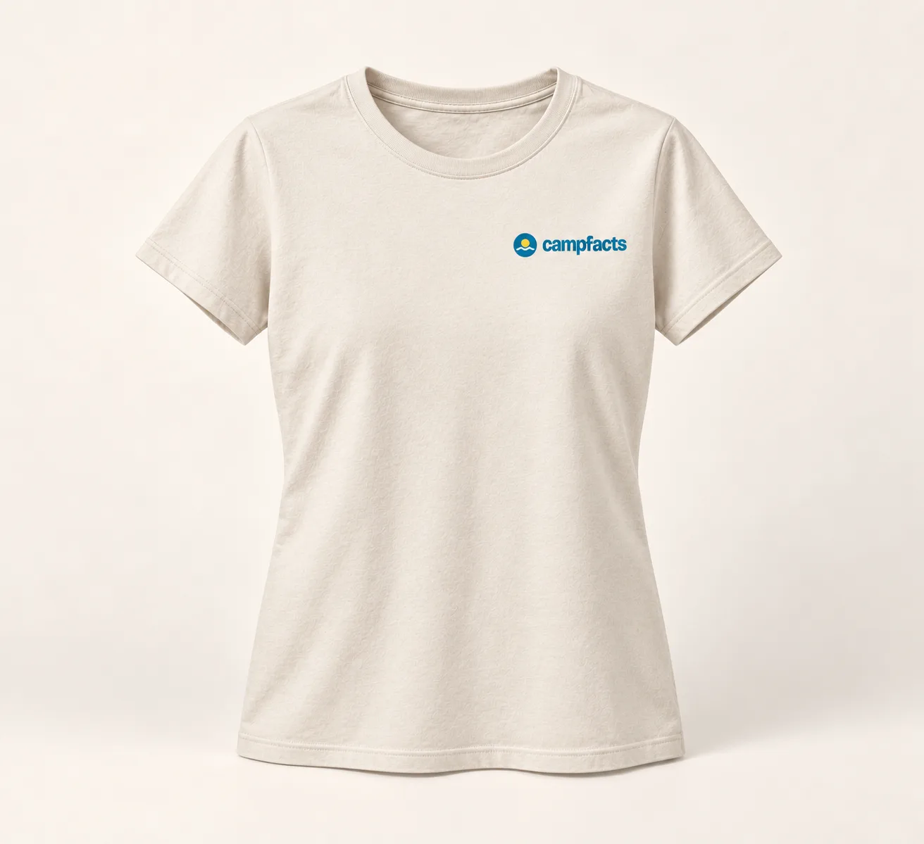 Campfacts Original, T-shirt dames, ecru, voorzijde (ontwerpweergave)