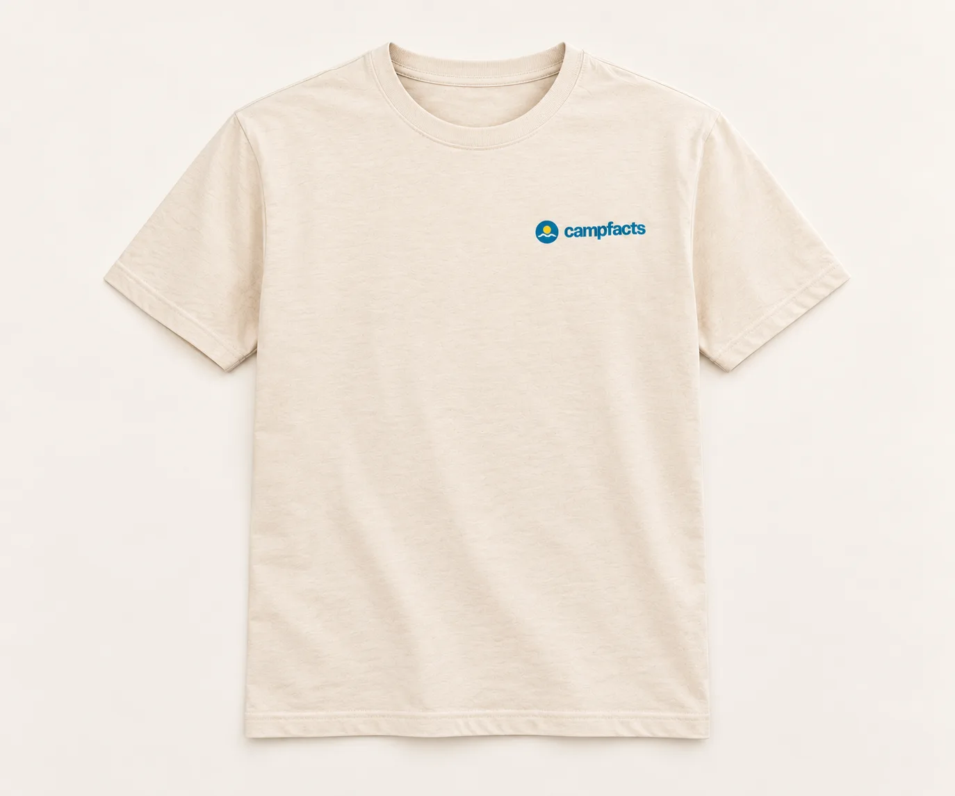 Camping Hair. Don’t Care., T-shirt heren, ecru, voorzijde (ontwerpweergave)