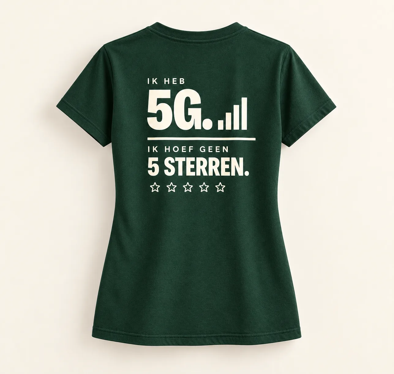 Ik heb 5G, T-shirt dames, bosgroen, rugzijde (ontwerpweergave)