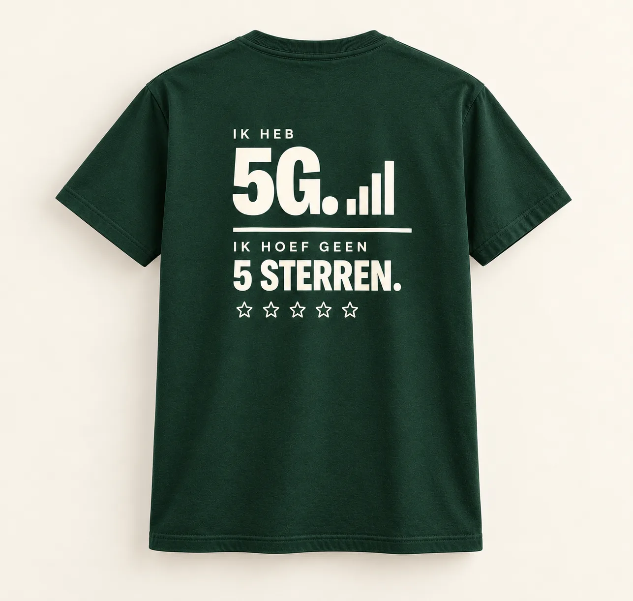 Ik heb 5G, T-shirt heren, bosgroen, rugzijde (ontwerpweergave)