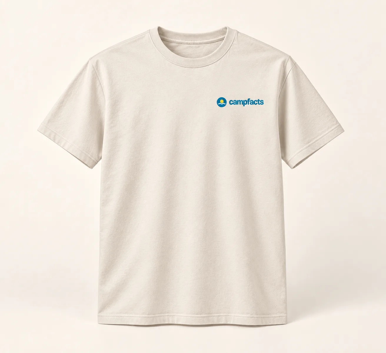 Campfact #002: Relationship Test, T-shirt heren, ecru, voorzijde (ontwerpweergave)