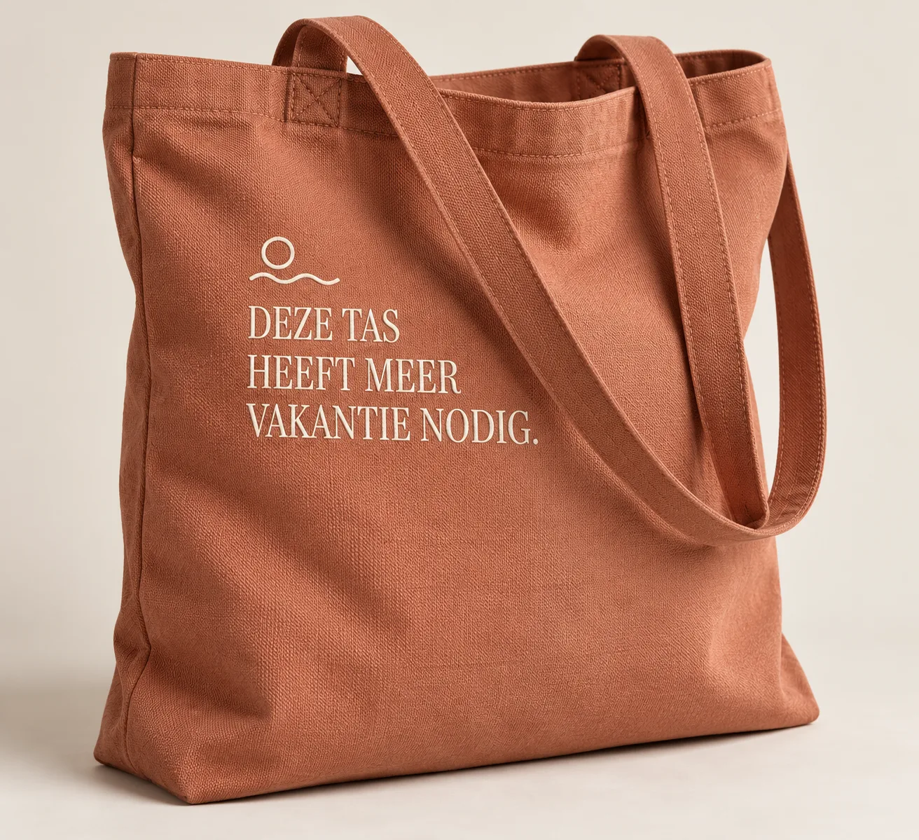 Deze tas heeft meer vakantie nodig, terracotta, detail (ontwerpweergave)
